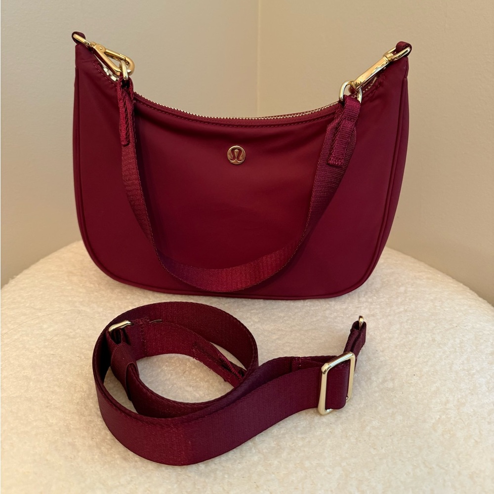Lululemon Athletica Wine Shoulder Bag with Gold Hardware
